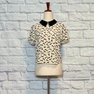 Sunday Best Black & Ivory Fox Print Top